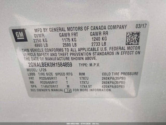 2017 CHEVROLET EQUINOX LS 9