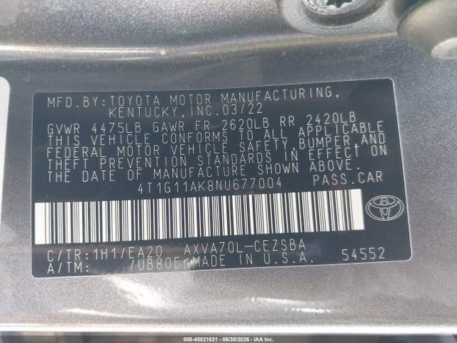 2022 TOYOTA CAMRY SE 9