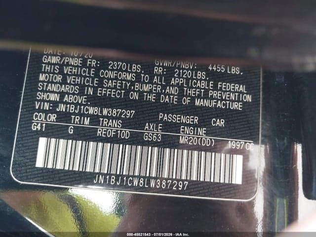 2020 NISSAN ROGUE SPORT S AWD XTRONIC CVT 9
