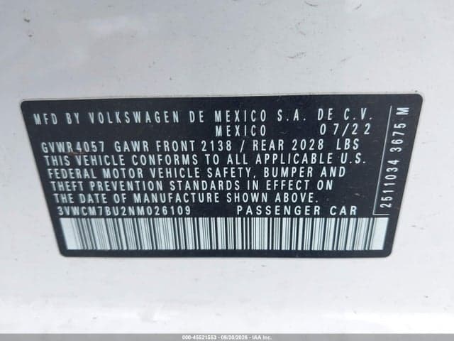 2022 VOLKSWAGEN JETTA 1.5T S 9