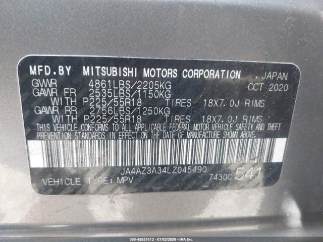 2020 MITSUBISHI OUTLANDER SE 2.4 S-AWC 9