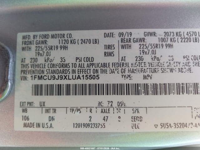 2020 FORD ESCAPE TITANIUM 9