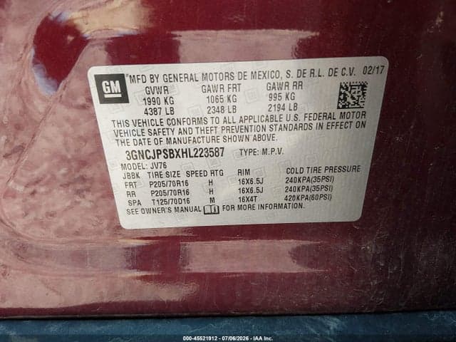 2017 CHEVROLET TRAX LT 9