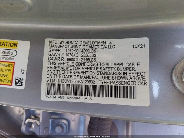 2021 HONDA ACCORD EX-L 9