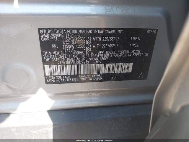 2020 TOYOTA RAV4 XLE 9