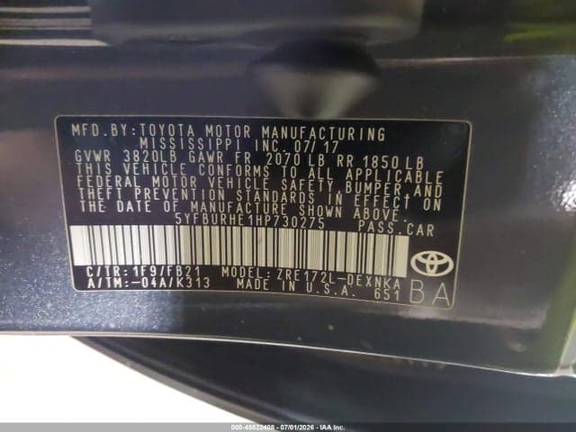 2017 TOYOTA COROLLA LE 9