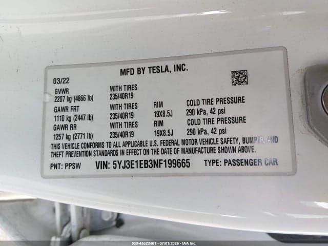 2022 TESLA MODEL 3 LONG RANGE DUAL MOTOR ALL-WHEEL DRIVE 9