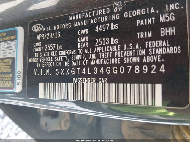 2016 KIA OPTIMA LX 9
