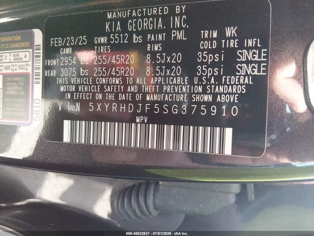 2025 KIA SORENTO EX 9