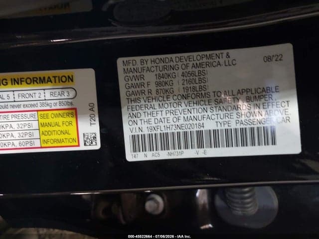 2022 HONDA CIVIC EX-L 9