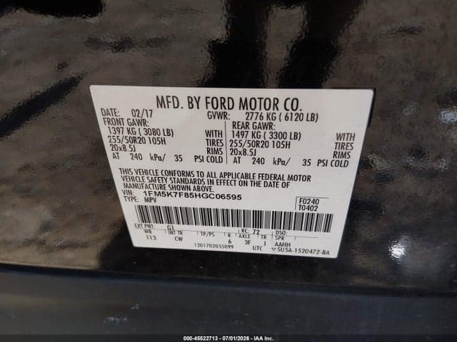 2017 FORD EXPLORER LIMITED 9