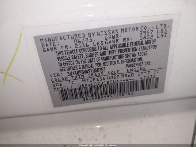 2025 NISSAN SENTRA S 9