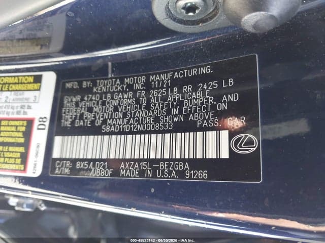 2022 LEXUS ES 250 9