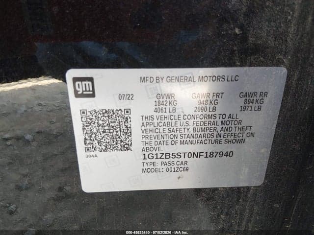 2022 CHEVROLET MALIBU FWD LS 9