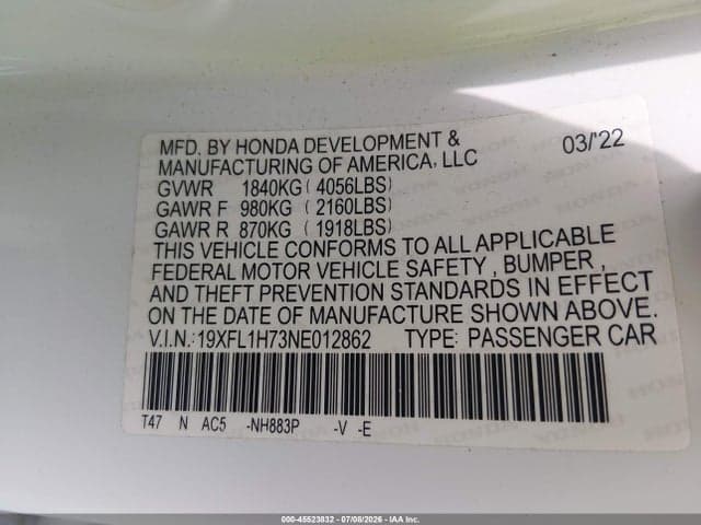 2022 HONDA CIVIC EX-L 9