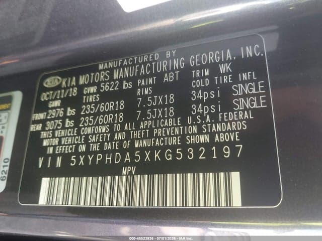 2019 KIA SORENTO 3.3L EX 9