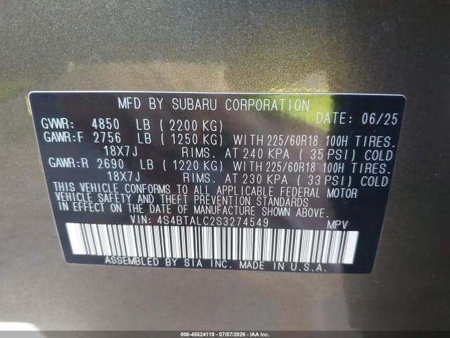 2025 SUBARU OUTBACK ONYX EDITION 9