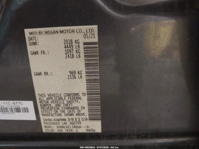 2021 NISSAN ALTIMA SV INTELLIGENT AWD 9