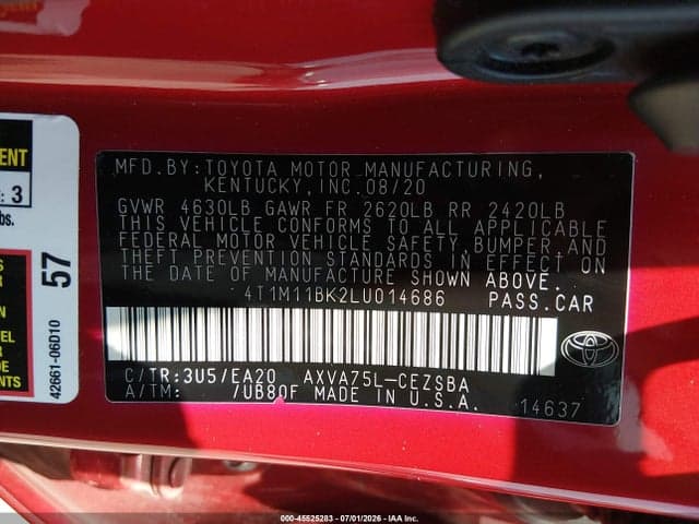 2020 TOYOTA CAMRY SE AWD 9