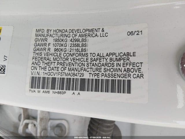 2021 HONDA ACCORD EX-L 9
