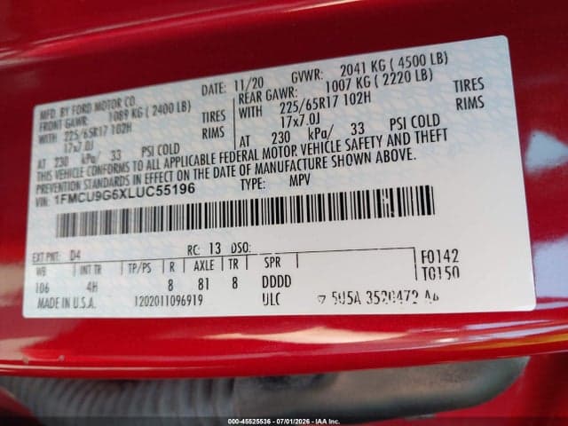 2020 FORD ESCAPE SE 9