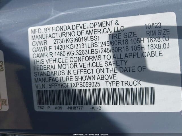 2023 HONDA RIDGELINE SPORT 9