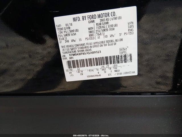 2018 FORD EXPLORER LIMITED 9