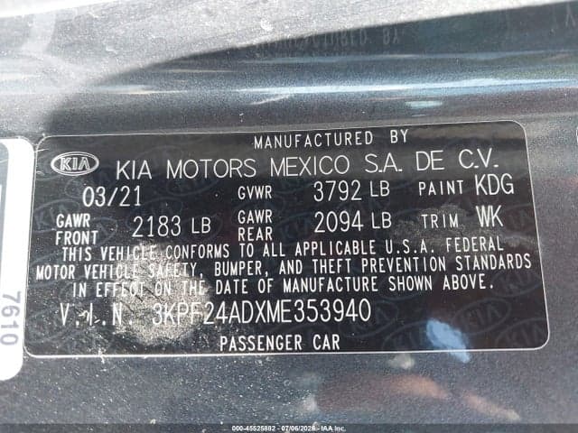 2021 KIA FORTE LXS 9