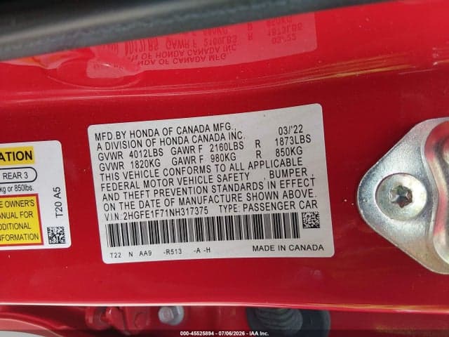 2022 HONDA CIVIC EX 9