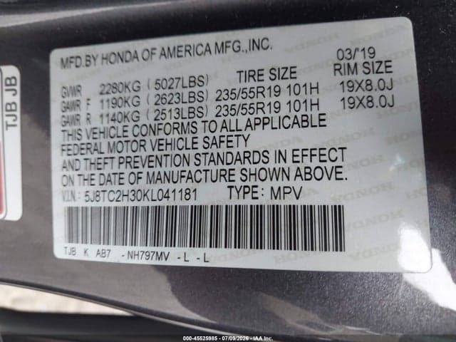 2019 ACURA RDX STANDARD 9