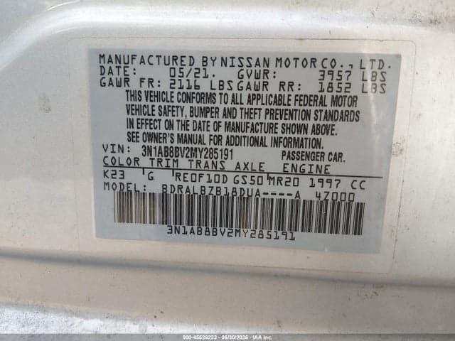 2021 NISSAN SENTRA S XTRONIC CVT 9