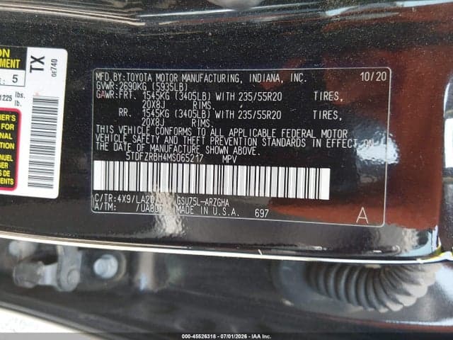2021 TOYOTA HIGHLANDER PLATINUM 9