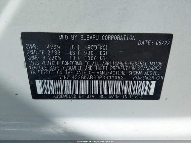 2023 SUBARU IMPREZA BASE 9