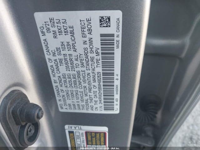 2021 HONDA CR-V AWD EX 9