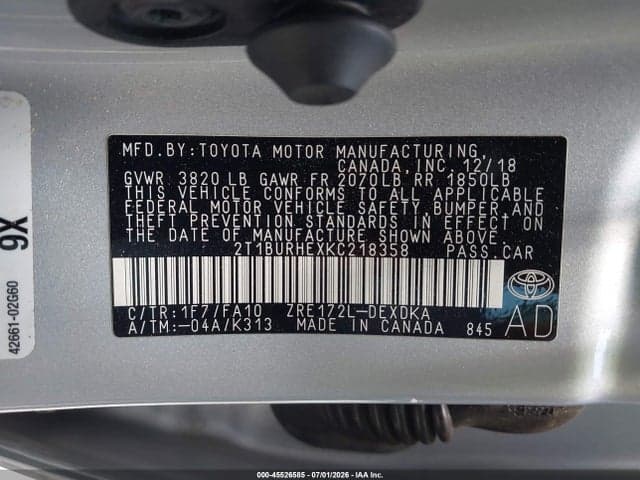 2019 TOYOTA COROLLA L 9