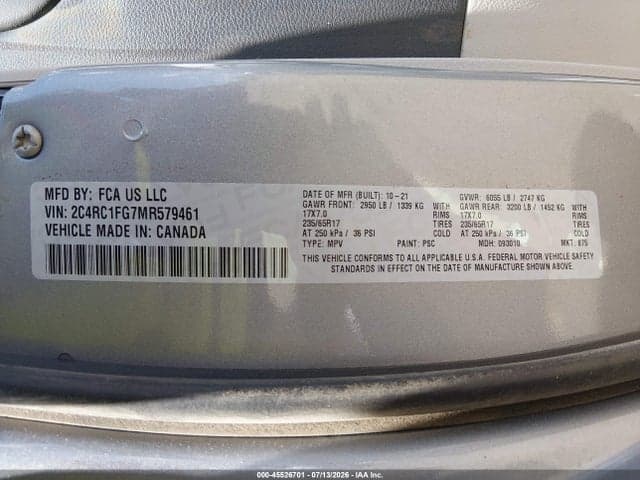 2021 CHRYSLER PACIFICA TOURING 9