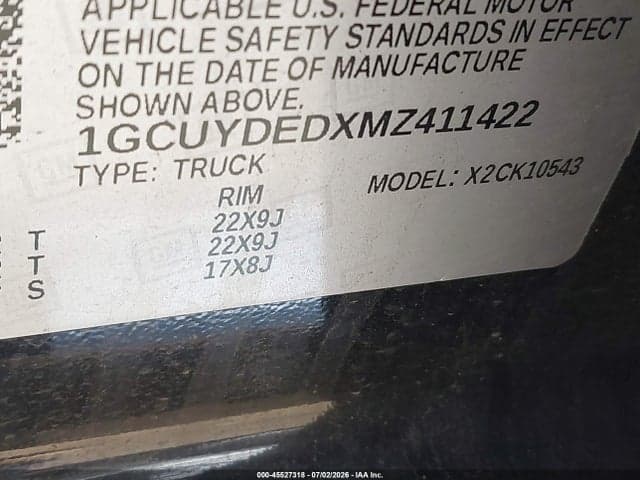 2021 CHEVROLET SILVERADO 1500 4WD SHORT BED LT 10