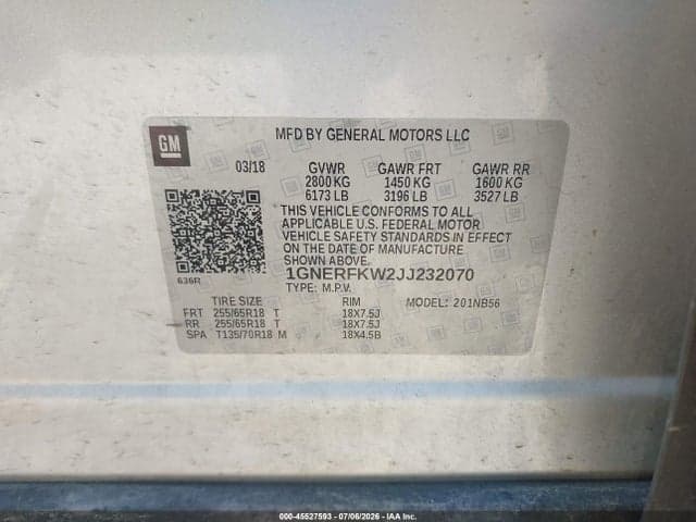 2018 CHEVROLET TRAVERSE LS 9