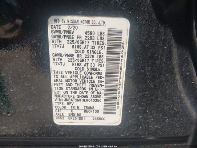 2020 NISSAN ROGUE SV FWD 9
