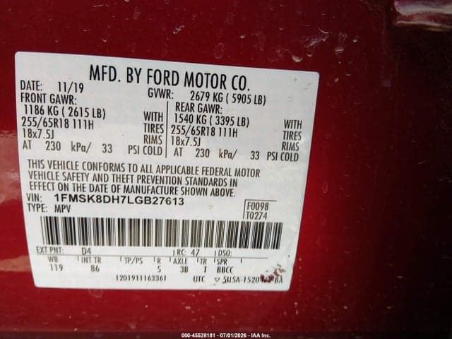 2020 FORD EXPLORER XLT 9