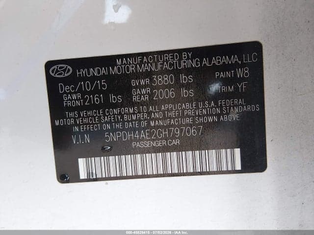 2016 HYUNDAI ELANTRA SE 9