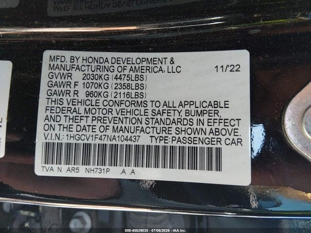 2022 HONDA ACCORD SPORT SPECIAL EDITION 9