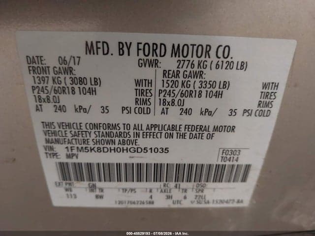2017 FORD EXPLORER XLT 9