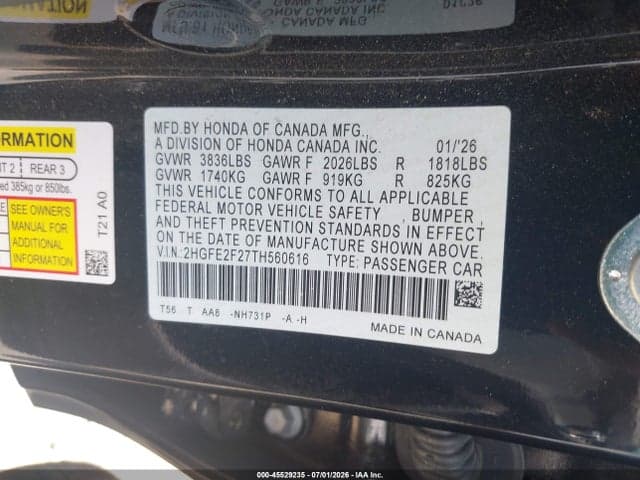 2026 HONDA CIVIC LX 10