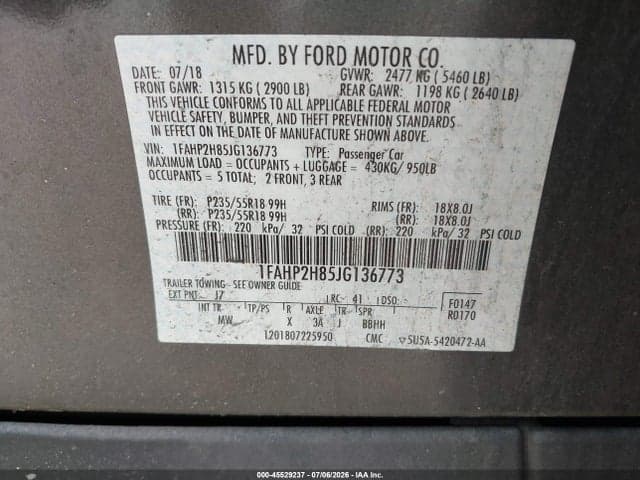 2018 FORD TAURUS SEL 9
