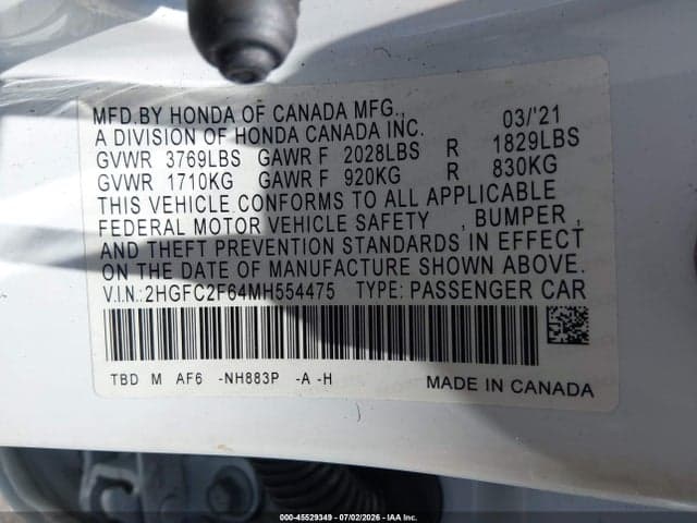 2021 HONDA CIVIC LX 9