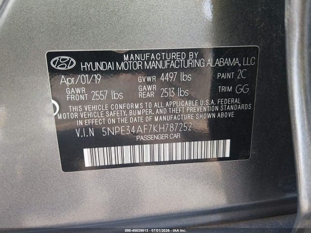 2019 HYUNDAI SONATA SEL 9