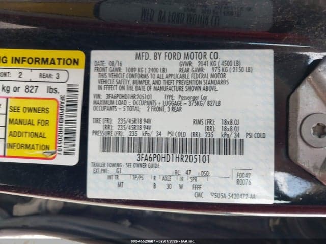 2017 FORD FUSION SE 9