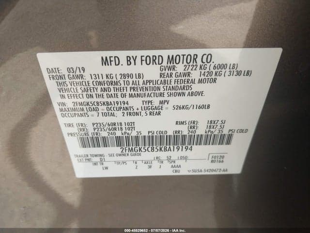 2019 FORD FLEX SEL 9
