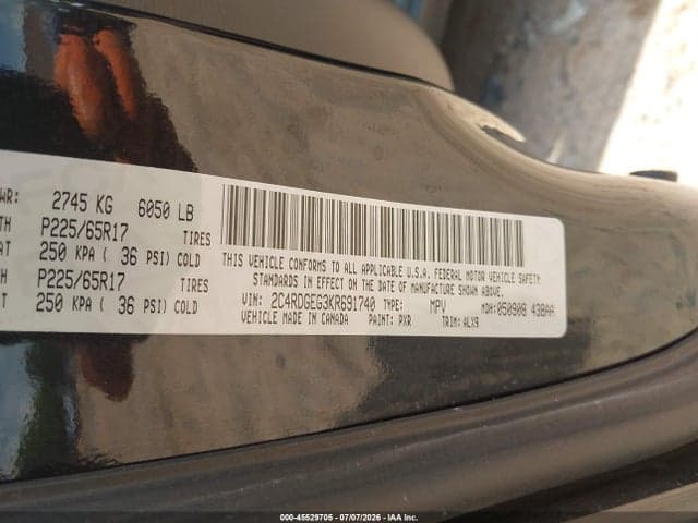 2019 DODGE GRAND CARAVAN GT 9
